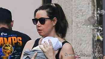Aubrey Plaza, 42, cradles newborn baby as she's seen for the FIRST TIME since welcoming child with Christopher Abbott