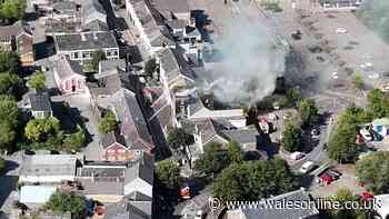 Huge fire breaks out at old bank in Tredegar