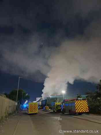 100 firefighters tackle large blaze in east London as residents urged to 'keep windows and doors closed'