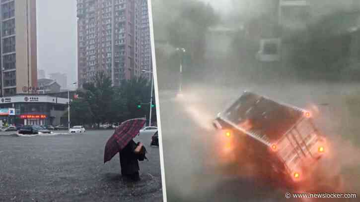 Tyfoon veroorzaakt chaos in China: vrachtwagen omvergeblazen