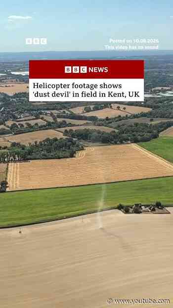 Helicopter footage shows 'dust devil' in field in Kent, UK. #BBCNews
