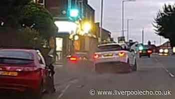 Dashcam footage shows moment Range Rover smashes into parked cars in Fazakerley