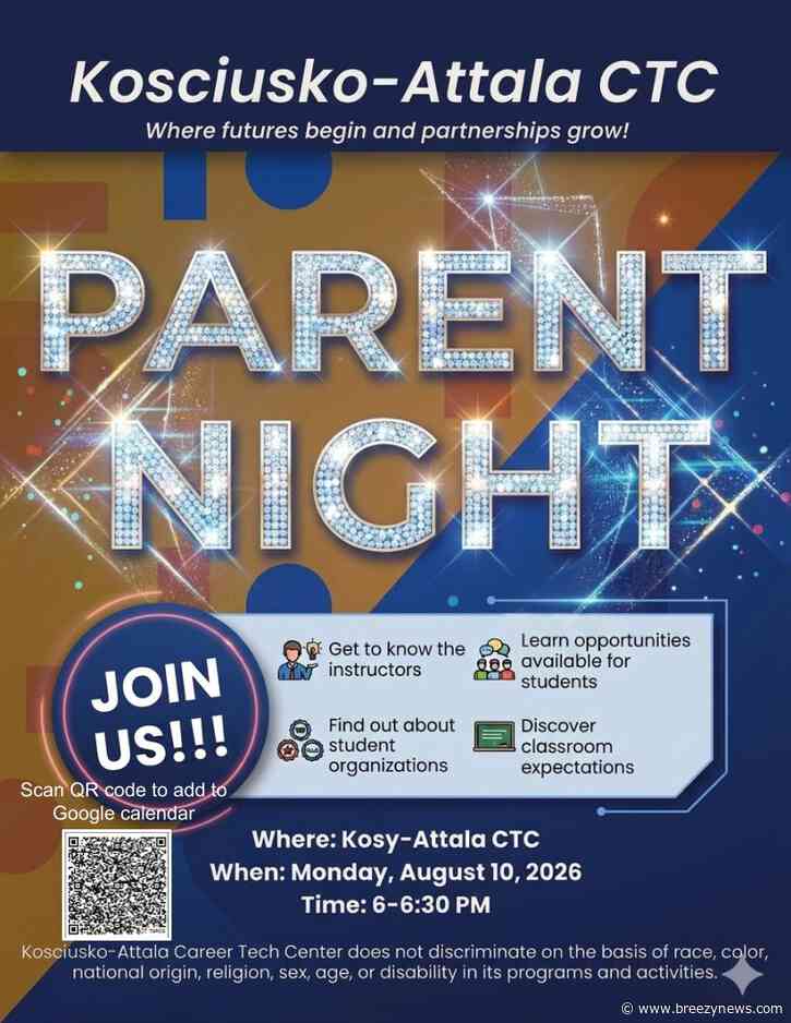 Happening today: Kosciusko-Attala Career-Tech Center to Host Annual Parent Night