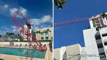 Crane snaps, falls into swimming pool at Brickell condo complex