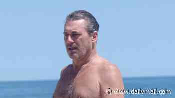Jon Hamm to become first time  dad at 55 as wife Anna Osceola, 38, debuts baby bump in a bikini