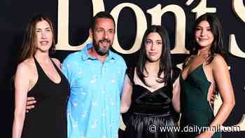 Adam Sandler makes it a family night on the red carpet as he's joined by wife Jackie and their 'nepo baby' daughters at the premiere of Don't Say Good Luck