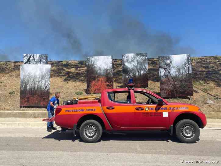 Photography Exhibit on Wildfires Nearly Engulfed by Real Wildfire in Sicily