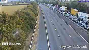 M5 closed as fire breaks out on lorry carrying wood