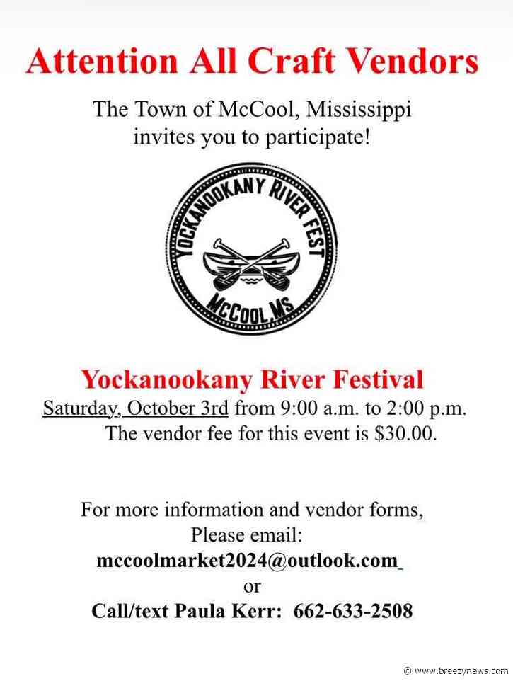 McCool Yockanookany River Fest set for October 3