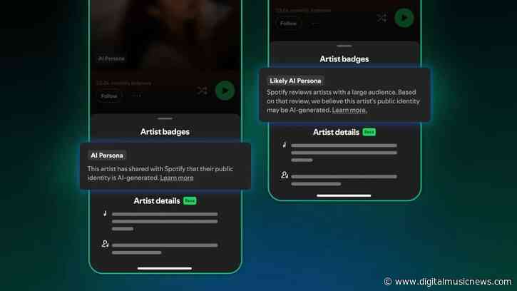 Spotify Announces ‘AI Persona’ Label for Artist Pages That Don’t ‘Represent a Real Person’ — Complete With Manual Profile Reviews, an Appeal Process, and More