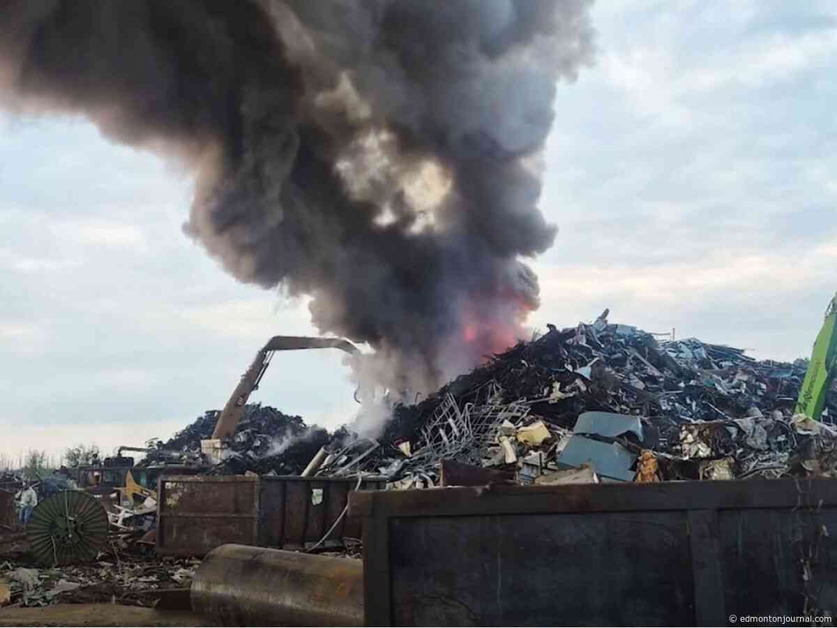 Large fire shuts down local metal recycling business in northern Alberta