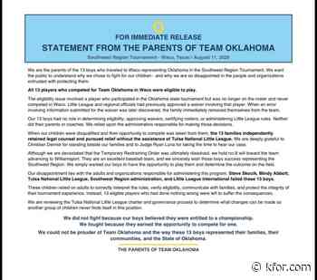 Parents of Tulsa Little League Team call out  LLWS Committee's official ruling
