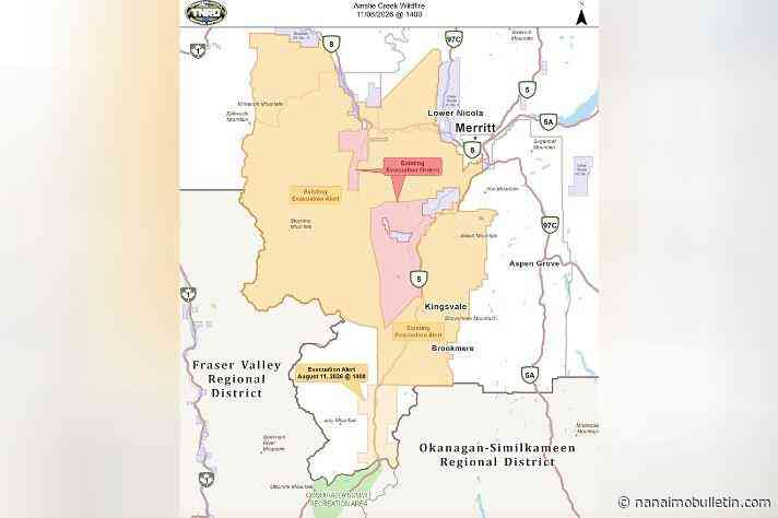 Ainslie Creek fire moving towards Highways 5 and 8 as more orders, alerts issued