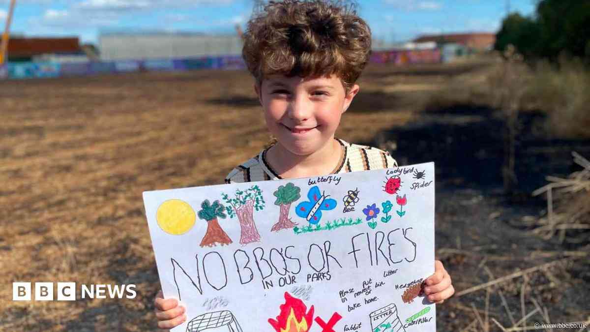 Praise for boy's message amid fire injury warning