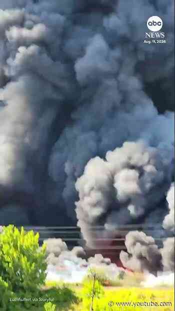 Smoke billows from fire near Paris Airport