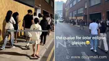 Huge queues form outside UK corner shops as Brits rush to stock up on solar eclipse glasses