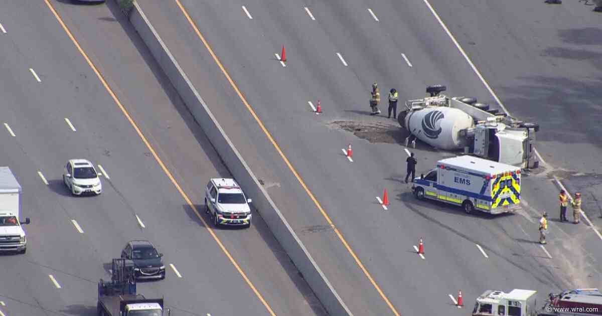 Injuries reported after overturned truck on I-40 in Garner prompts emergency response