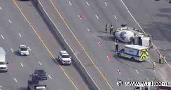Injuries reported after overturned truck on I-40 in Garner prompts emergency response