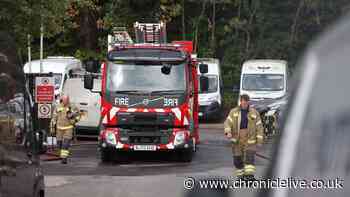 Eleven fire appliances tackle blaze on a North East industrial estate as firefighters work into next day