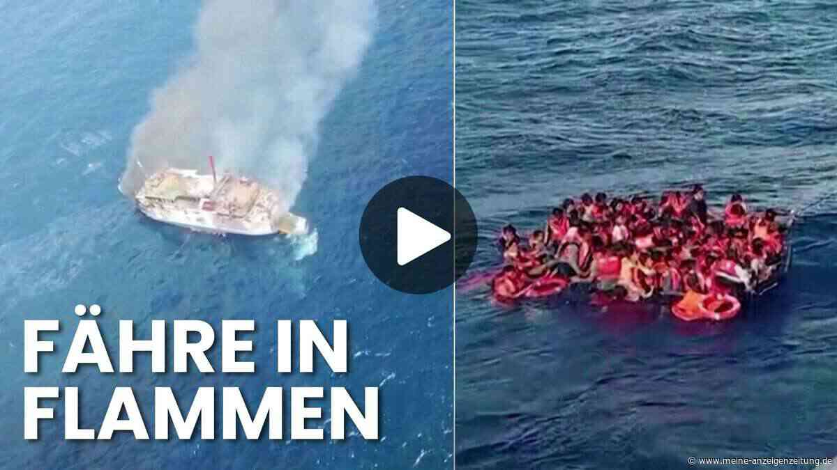 Fähre brennt: Video zeigt dramatische Aufnahmen der Rettung