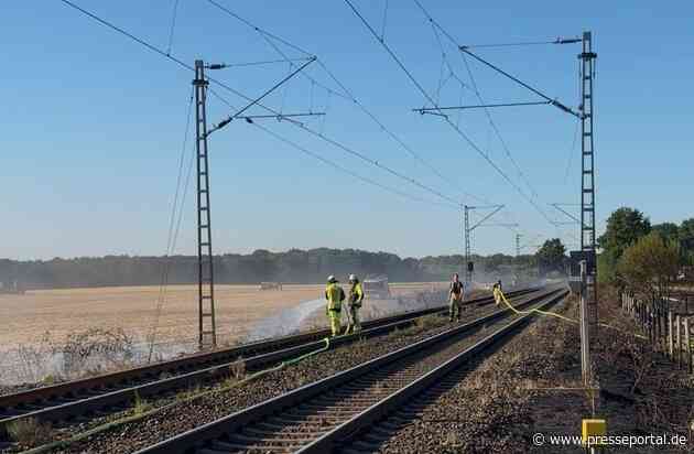 FW Meerbusch: Abschlussmeldung: Kilometerlanger Vegetationsbrand an Bahnstrecke: Feuerwehr Meerbusch mit Vollalarm im Einsatz
