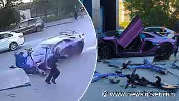 Zoon Russische miljardair knalt met peperdure Lamborghini tegen flatgebouw