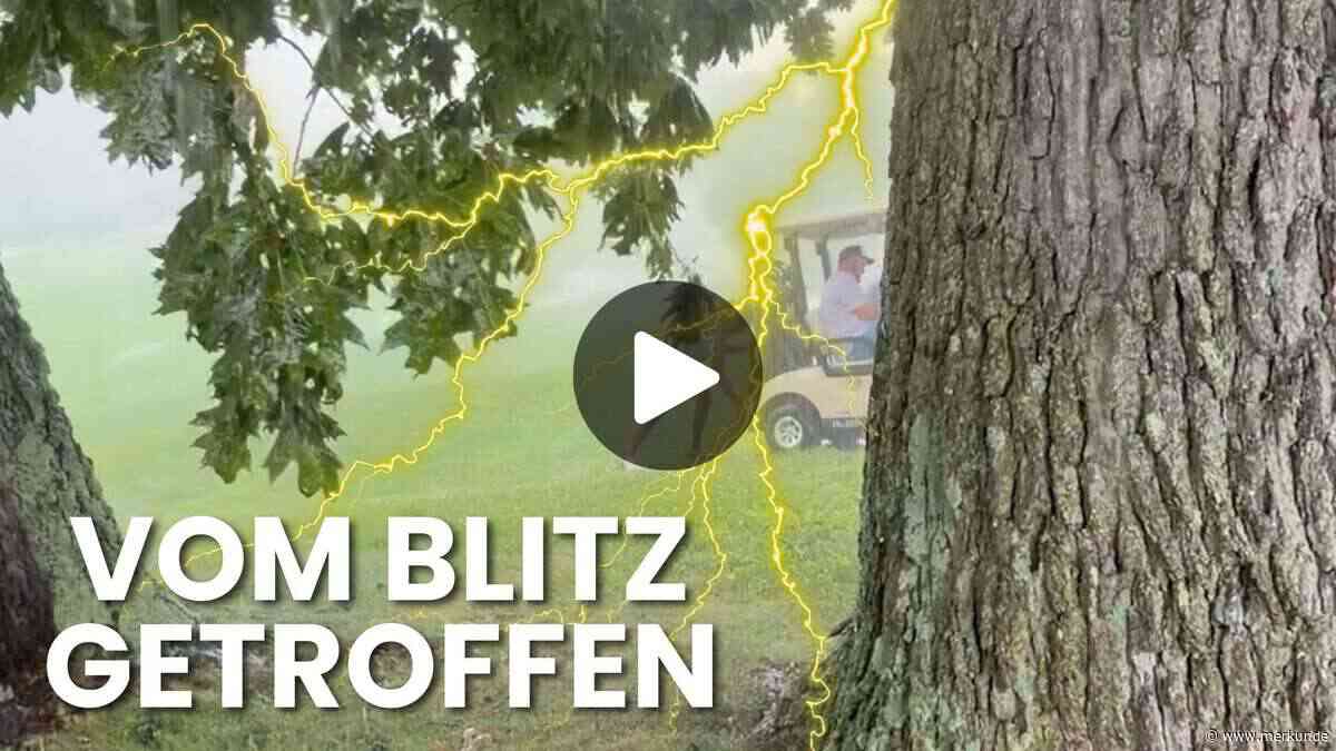 Video zeigt schadenfrohen Golfer – er lacht Kollegen aus und wird selbst vom Blitz getroffen