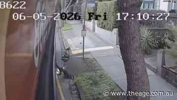 Shocking footage shows toddler’s legs trapped in bus doors