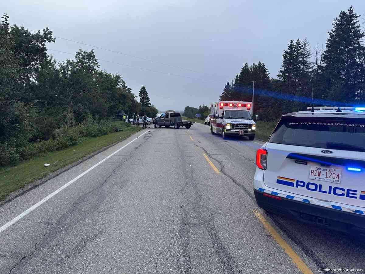 Motorcyclist, 69, dies in collision with pickup truck west of Edmonton: RCMP