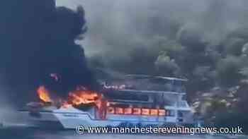 Turkey boat horror as vessel with 115 on board goes up in flames and passengers leap into water to escape