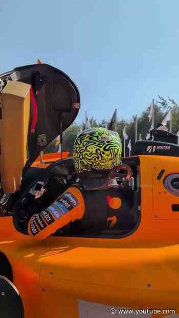 Lando drives the MCL-HY up the Goodwood Hill 🧡
