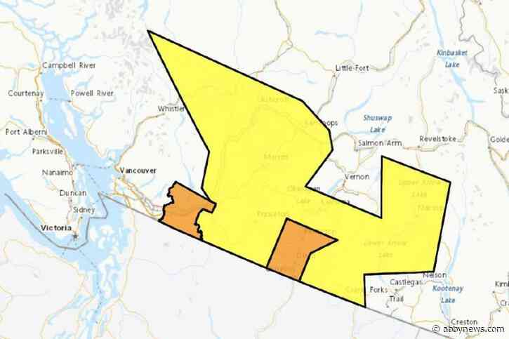Orange, yellow air quality warnings remain for Okanagan, Thompson, Eastern Fraser Valley