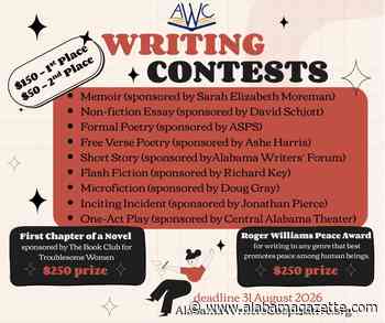 August 31st Is The Deadline For The Alabama Writers Cooperative Writing Contests