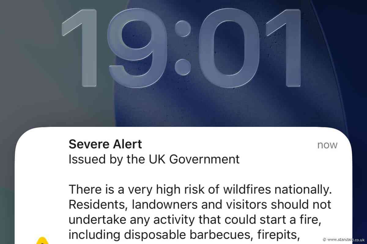 Emergency alert sent to mobile phones with wildfire warning after UK blazes