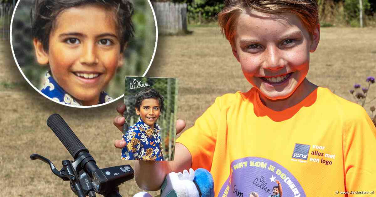 Hij heeft het geflikt: Sam (11) fietste voor zijn overleden vriendje Dillan naar Groningen en haalde daarmee 30.000 euro op