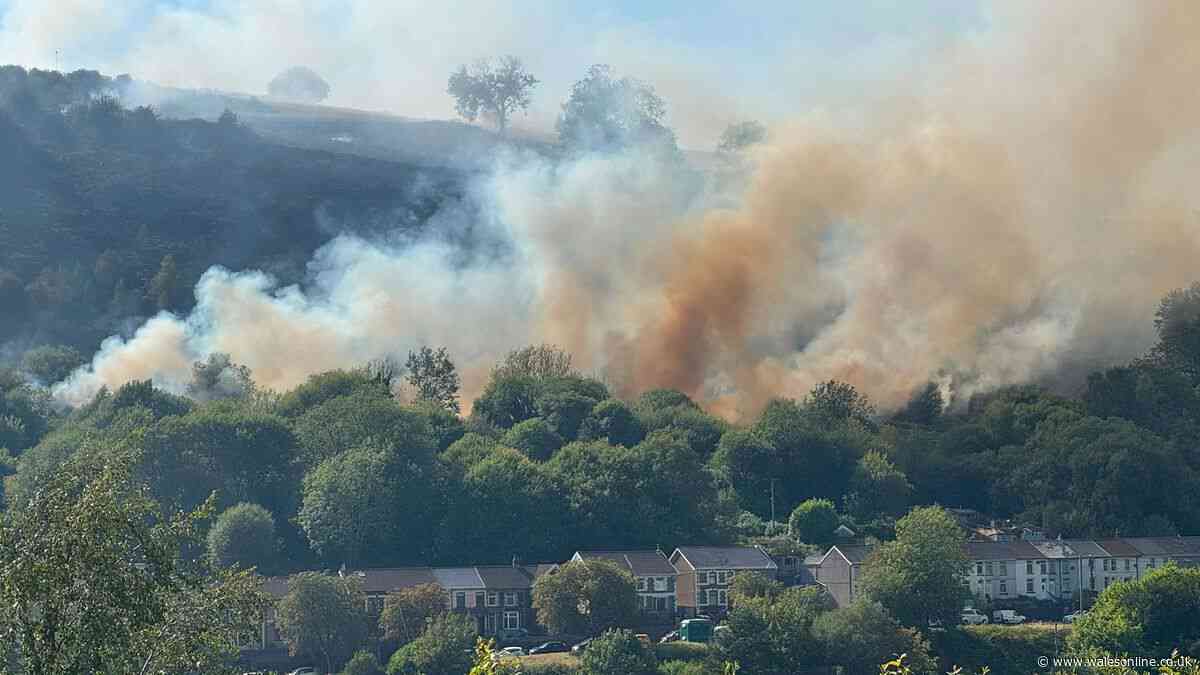 Four teens arrested after massive wildfire spread across a Rhondda valley