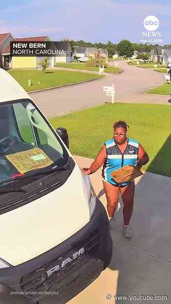Amazon van rolls into customer's garage