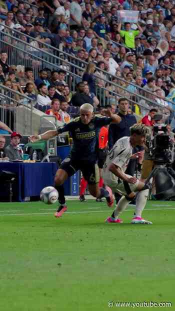 Cavan Sullivan nutmegs a defender