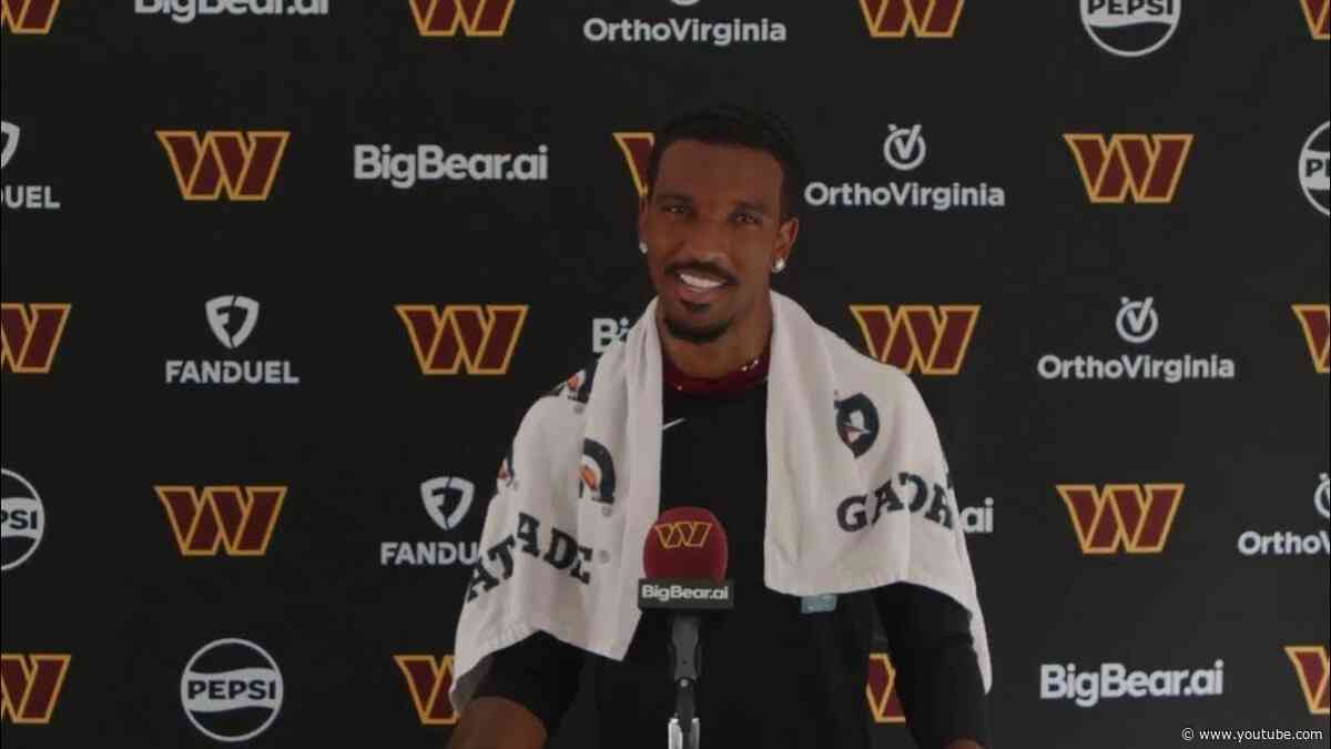 QB Jayden Daniels Speaks To The Media After Joint Practice With The Dolphins