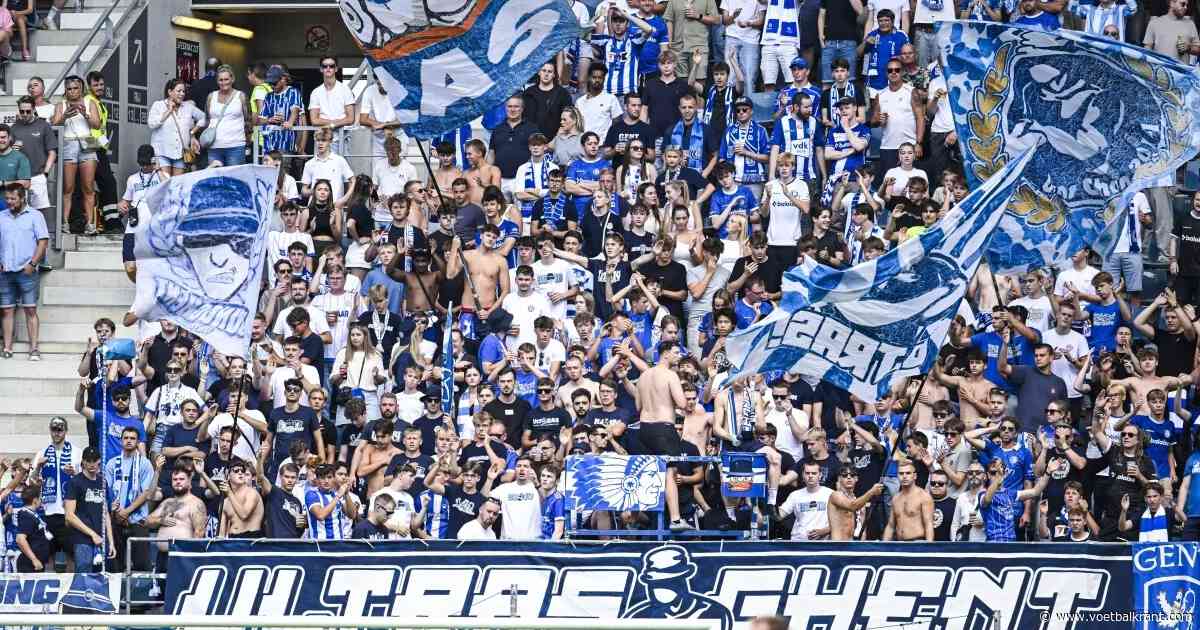 Supporters Gent met duidelijk spandoek, Deschacht merkt iets op: "Successupporters"