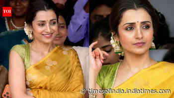 Trisha Krishnan keeps it classic in a mustard saree as she attends CM Vijay’s first Independence Day ceremony