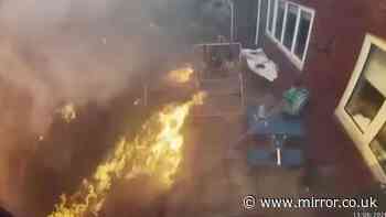 Moment family run for their lives as doorcam captures home engulfed by wildfire