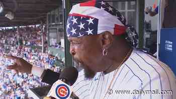 80s Hollywood icon, 74, looks almost unrecognizable as he handles seventh-inning stretch duties at Wrigley
