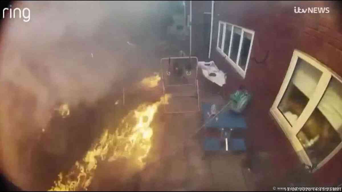 Doorbell camera captures shocking moment family home engulfed in wildfire