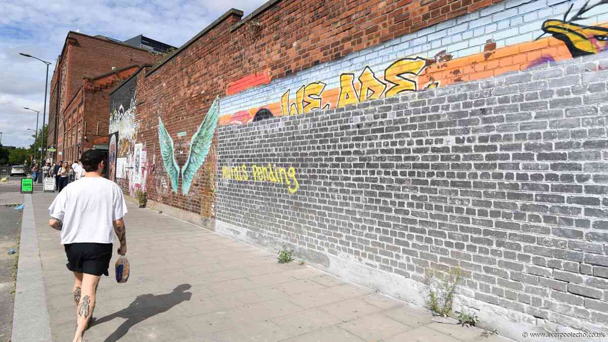 Jurgen Klopp mural next to iconic Baltic Triangle Wings painted over