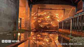Pictures show scale of large barn fire in village
