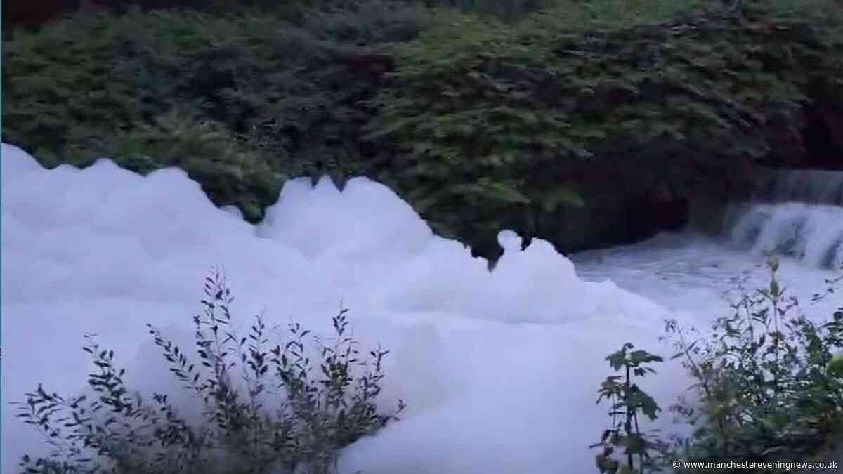 Bizarre 'foam iceberg' forms on Middleton river as Environment Agency called in