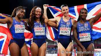 British sprint superstar Amy Hunt claims third European Championships gold as Team GB win the women's AND men's 100m relays - with 'track goddess' on course for historic fourth on Sunday
