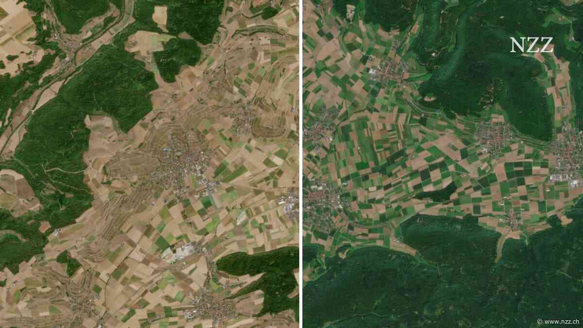 Braune Wiesen im Sonnenschein: So trocken sieht die Schweiz aus dem Weltall aus