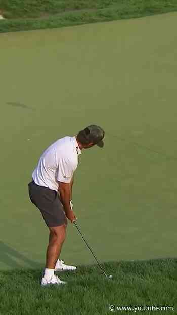 Ryder Cowan saves par from the rough on No. 17 to beat Miles Russell 2 and 1 at Merion.